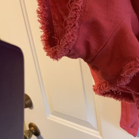 VeryJ medium orange distressed romper with elastic and drawstring waist - Picture 6 of 8